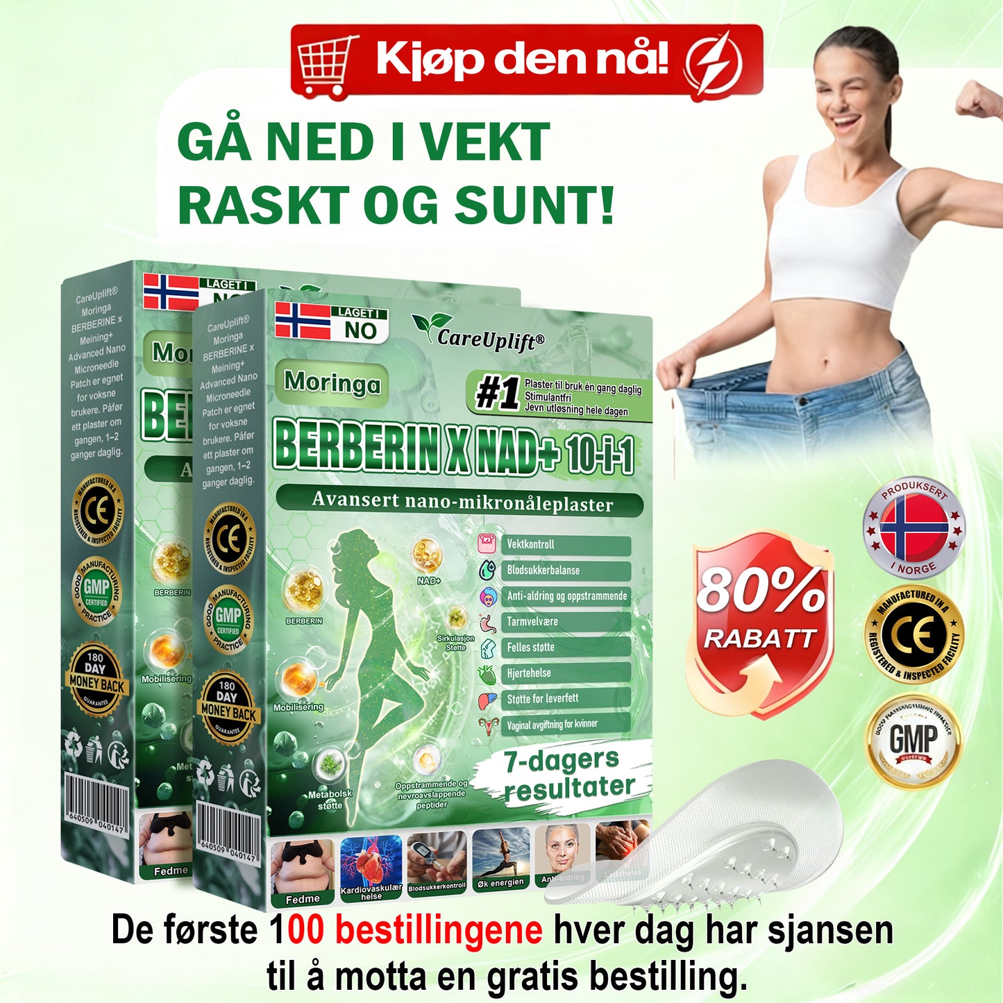 Begrenset til 10 esker 🌟 Careuplift® — eksklusiv 30 % rabatt, nå dine vekttapsmål! En sjelden mulighet — vil ikke være tilgjengelig igjen før neste år, ikke gå glipp av det! 180 dagers pengene-tilbake-garanti, full refusjon uten risiko!