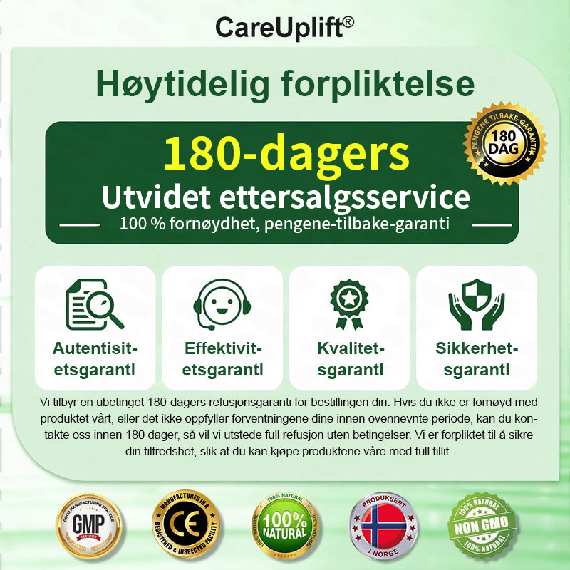 Begrenset til 10 esker 🌟 Careuplift® — eksklusiv 30 % rabatt, nå dine vekttapsmål! En sjelden mulighet — vil ikke være tilgjengelig igjen før neste år, ikke gå glipp av det! 180 dagers pengene-tilbake-garanti, full refusjon uten risiko!