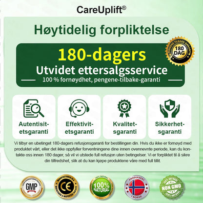 Begrenset til 10 esker 🌟 Careuplift® — eksklusiv 30 % rabatt, nå dine vekttapsmål! En sjelden mulighet — vil ikke være tilgjengelig igjen før neste år, ikke gå glipp av det! 180 dagers pengene-tilbake-garanti, full refusjon uten risiko!